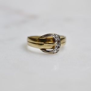 Vintage 14k Gold Diamond Buckle Ring